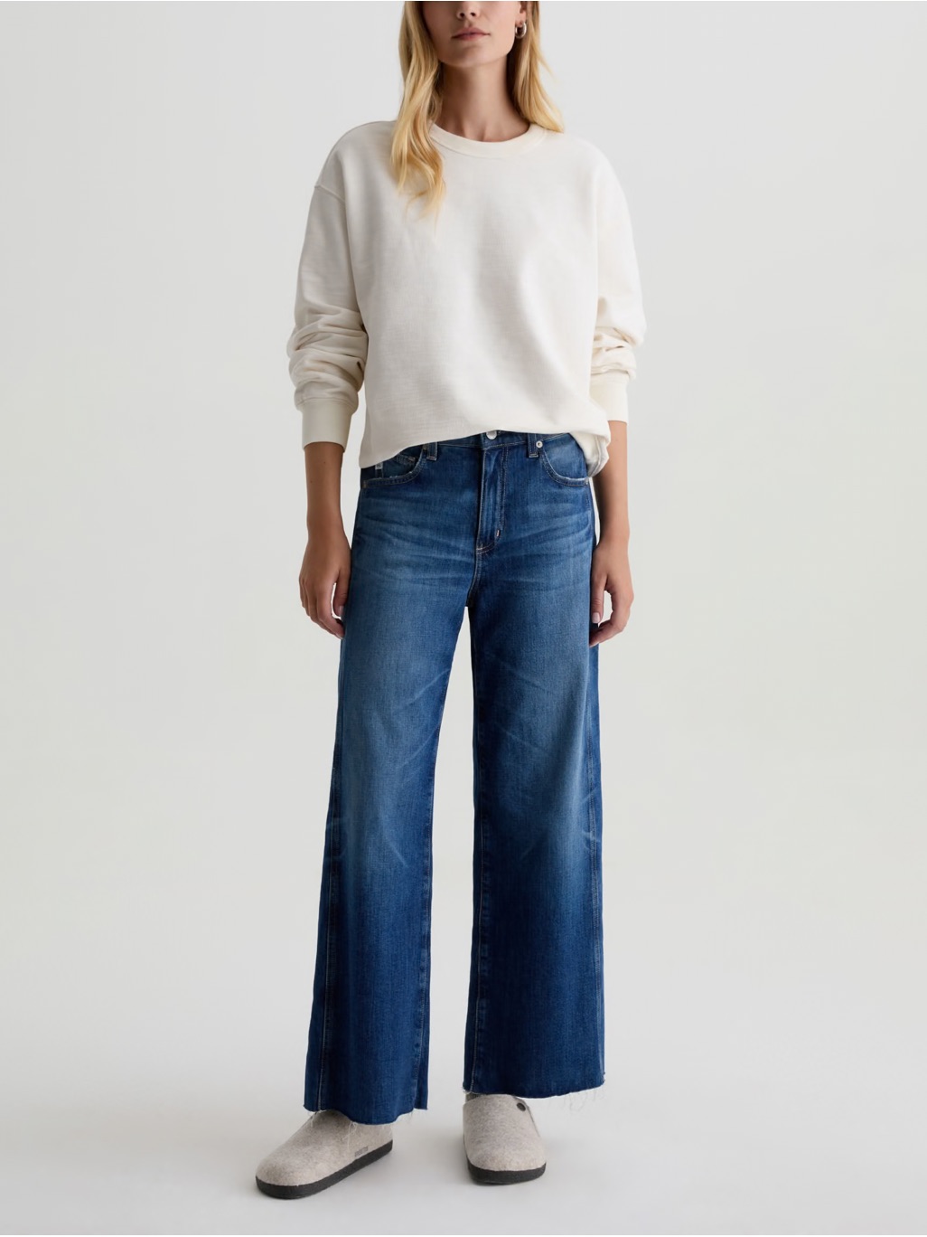 Ag Adriano Goldschmied Saige Wide Leg Crop Jeans Women's 26 Dark Wash Mid Rise